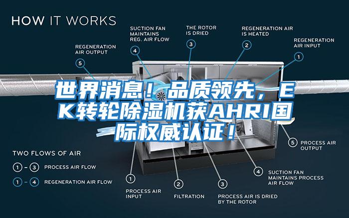 世界消息！品質(zhì)領(lǐng)先，EK轉(zhuǎn)輪除濕機(jī)獲AHRI國際權(quán)威認(rèn)證！